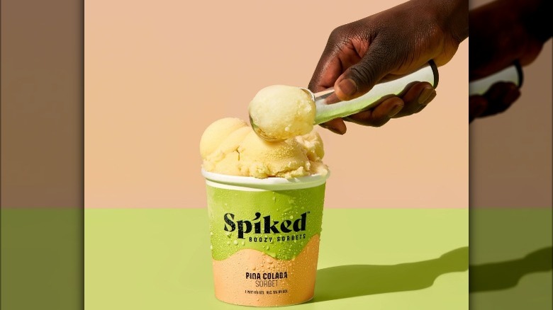 Spiked pina colada sorbet pint