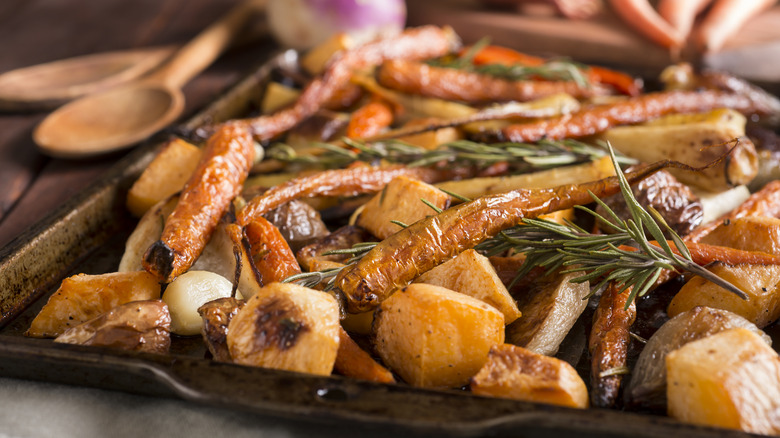 Tray of roasted vegetables