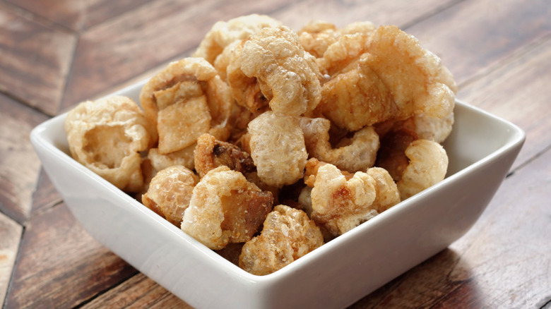 Pork rinds in a bowl