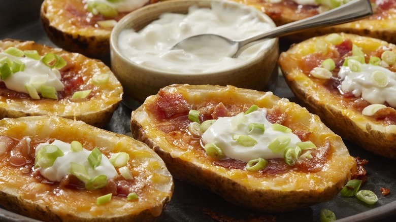 Potato skins with sour cream