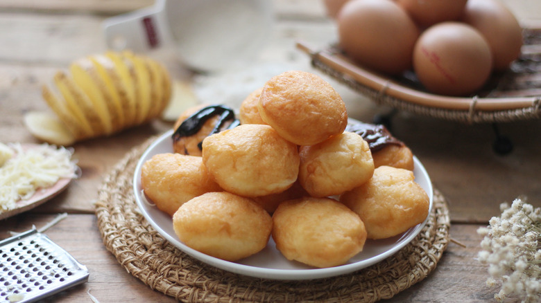 Potato doughnuts on a plate