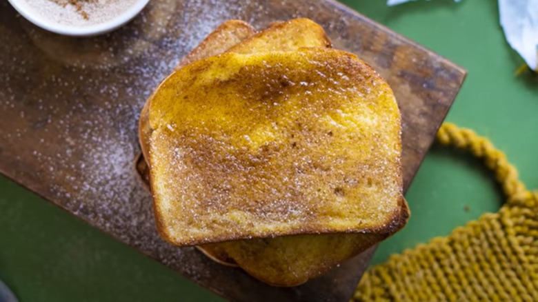 Cinnamon toast on wooden board