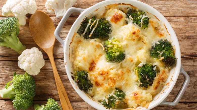 cheesy broccoli and cauliflower casserole