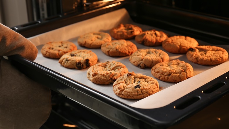 chocolate chip cookies on sheet