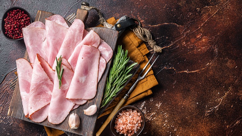 Deli meat on cutting board