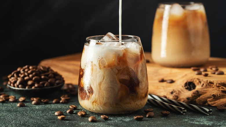 iced lattes on wood table