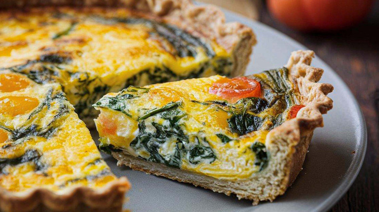 Spinach and tomato quiche