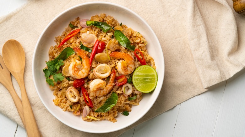 Shrimp fried rice with aromatics