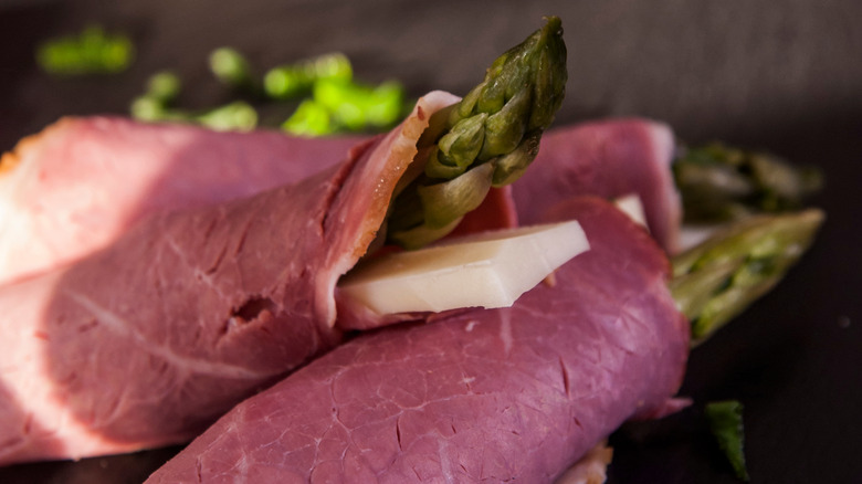 asparagus and provolone wrapped in meat