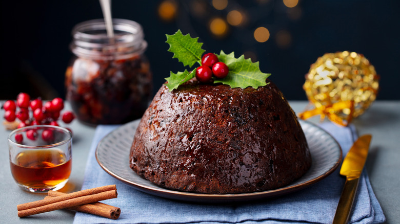 Christmas cake on a plate