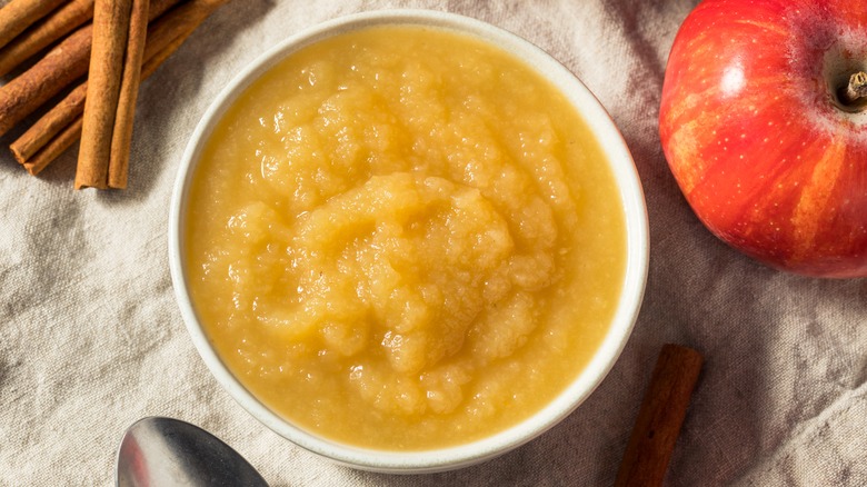 bowl of chunky applesauce