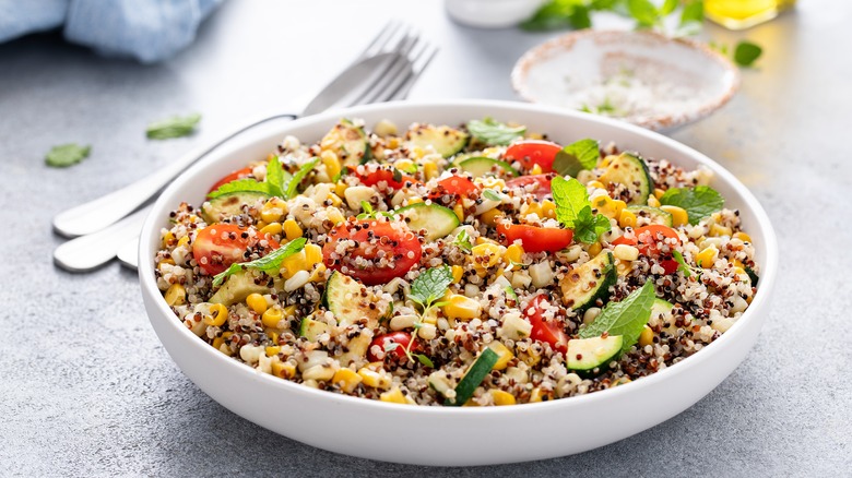 Hearty vegetable grains bowl