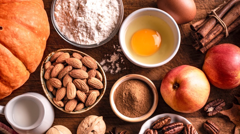 nuts and pumpkin spice ingredients