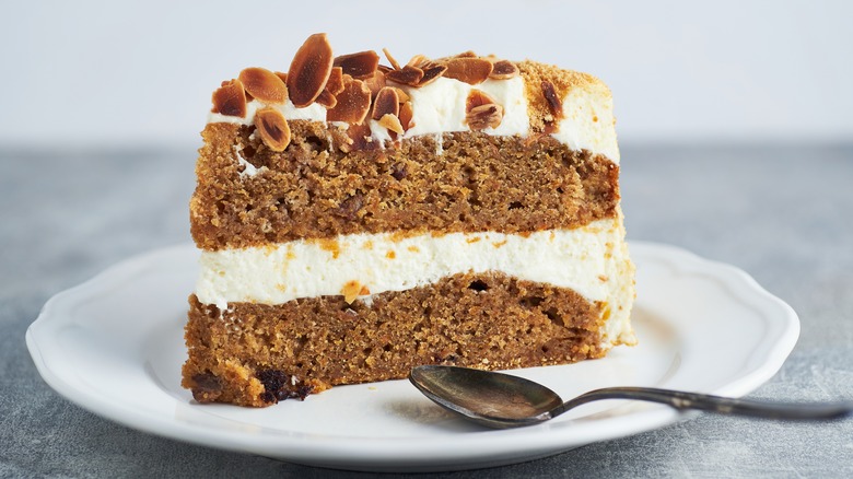 pumpkin cake topped with almonds