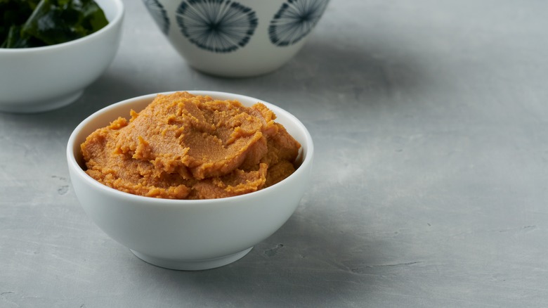 bowl of miso paste on counter