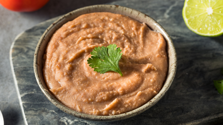 Refried beans in a bowl