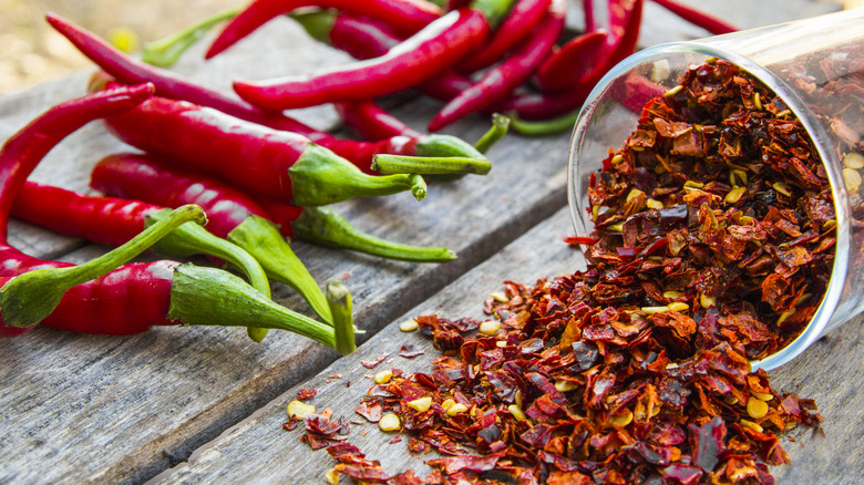 chilis and red pepper flakes