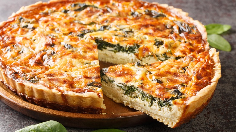 Coronation quiche with spinach