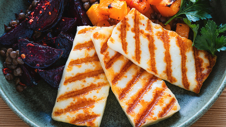 fried cheese on dinner plate