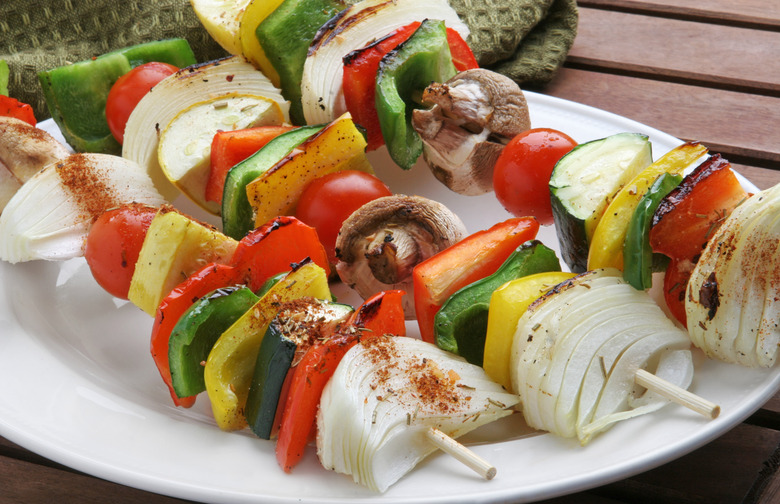 Grilled Veggie Kabobs With Green Goddess Dressing