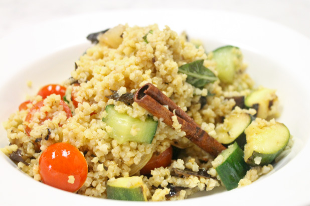 Cinnamon-Scented Millet with Grilled Summer Vegetables