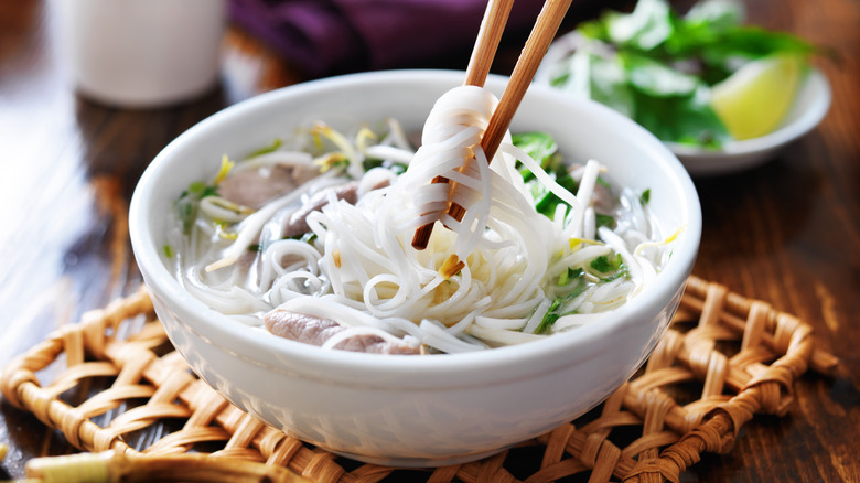 Rice noodles in pho