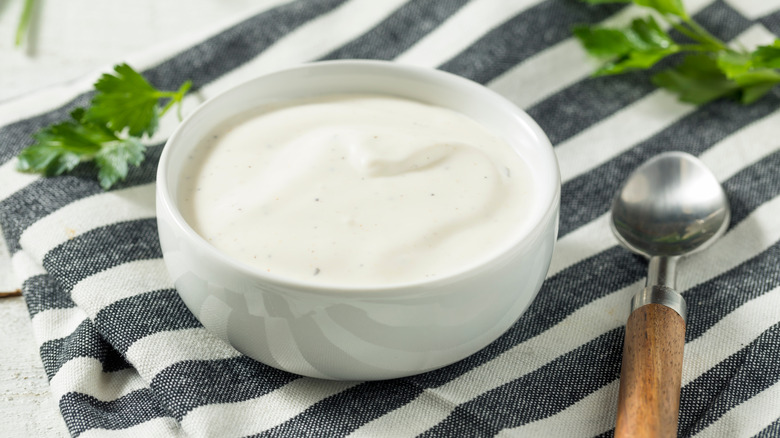 Ranch dressing in a bowl