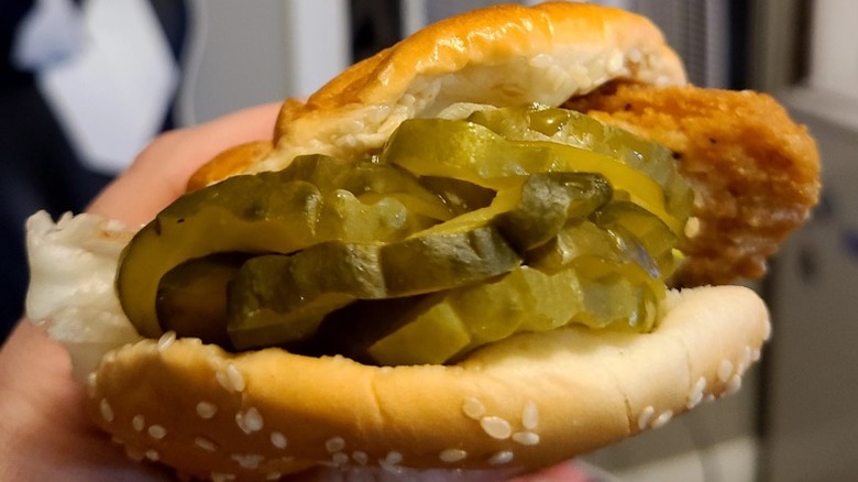 Burger King sandwich with pickles