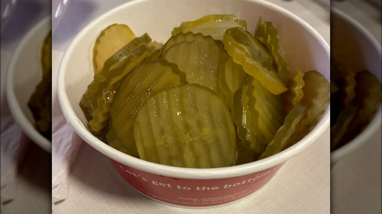 Chick-fil-A pickles in a bowl