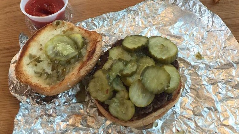 Five Guys burger with pickles