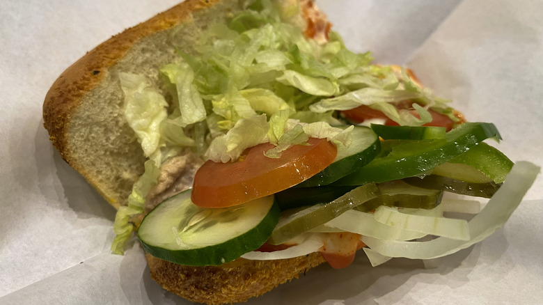 Pickles on Subway sandwich