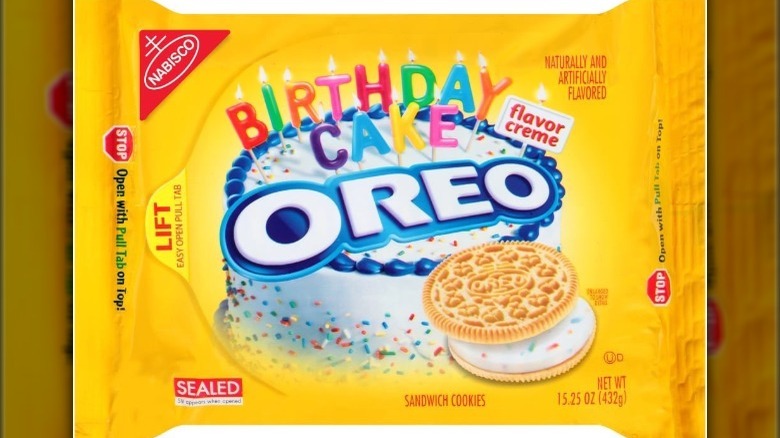 Golden Birthday Cake Oreos package