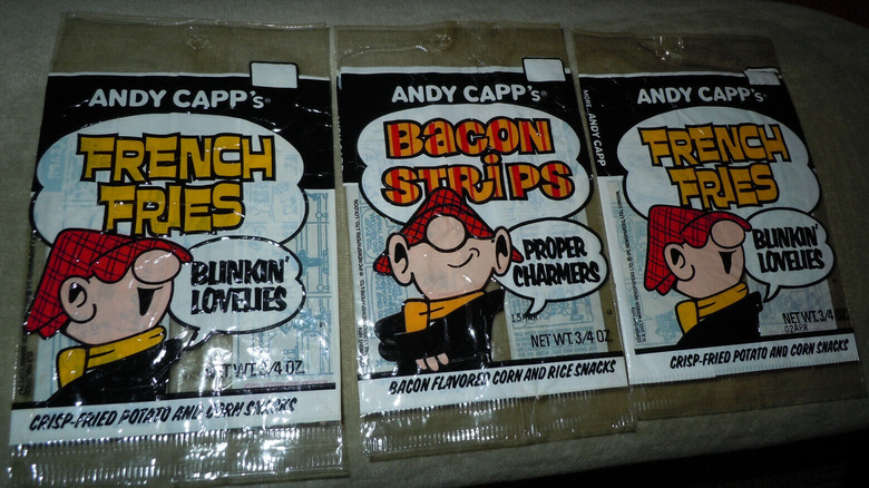 Andy Capp French Fries and Bacon Strips packaging 