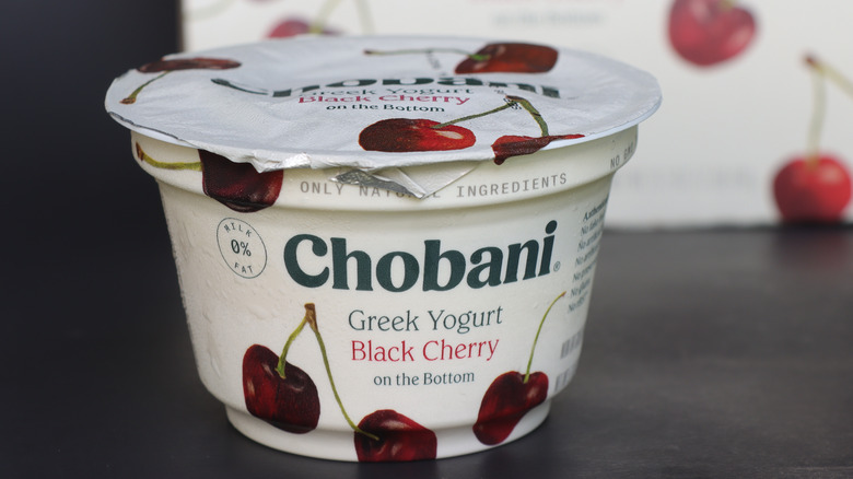 Chobani black cherry yogurt cup