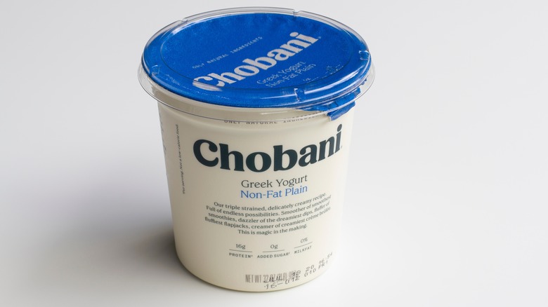 Tub of Chobani non-fat yogurt