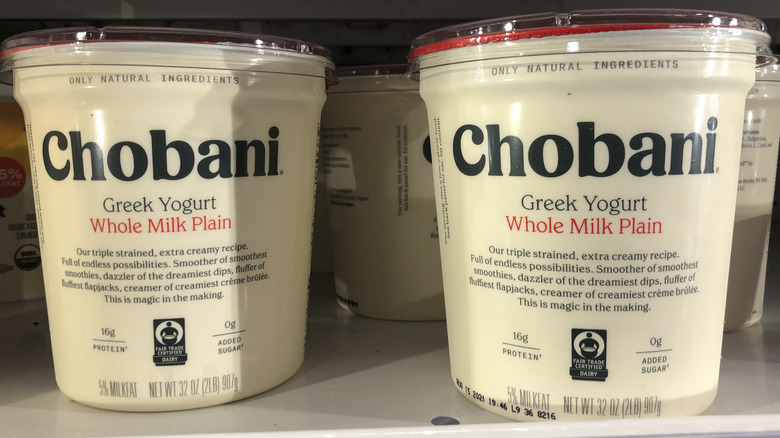 Chobani whole milk plain yogurt tubs