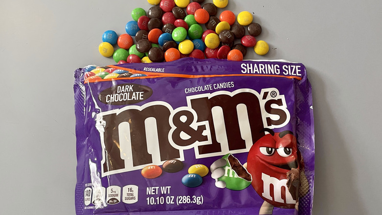 M&M's spilling out of bag