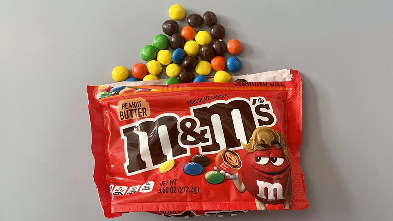 open bag of peanut butter M&M's