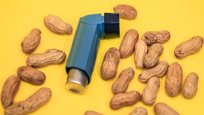 inhaler and unshelled peanuts 