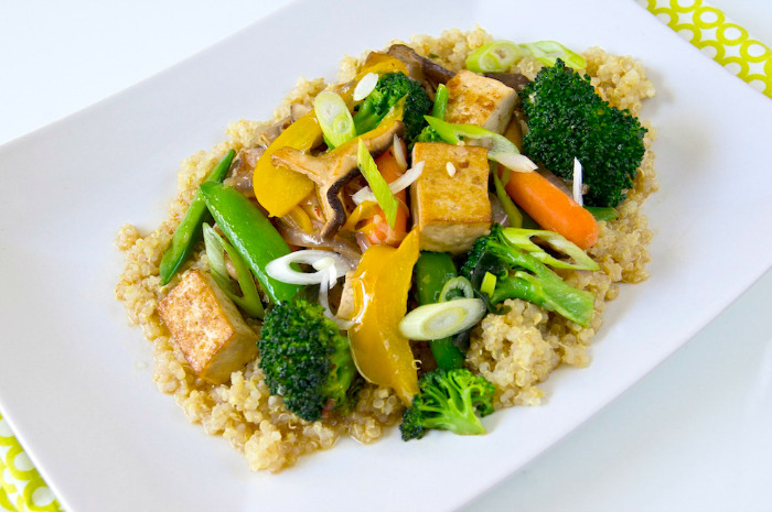 Vegetables and Quinoa with Miso-Ginger Sauce