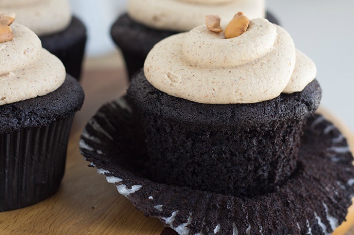 Dark Chocolate Quinoa Cupcakes with Hazelnut Buttercream