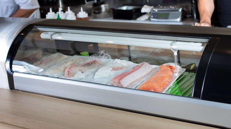 refrigerated sushi display case