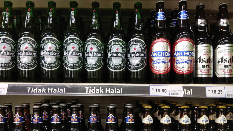 Asia Brewery bottles on shelves