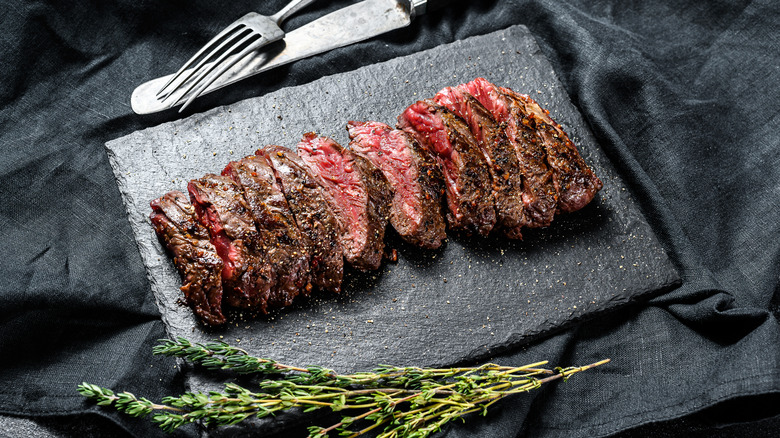 Sliced skirt steak