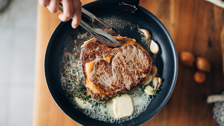 Searing steak in butter