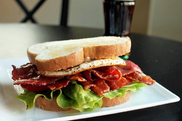 Pastrami-Bacon BLT with Fried Egg