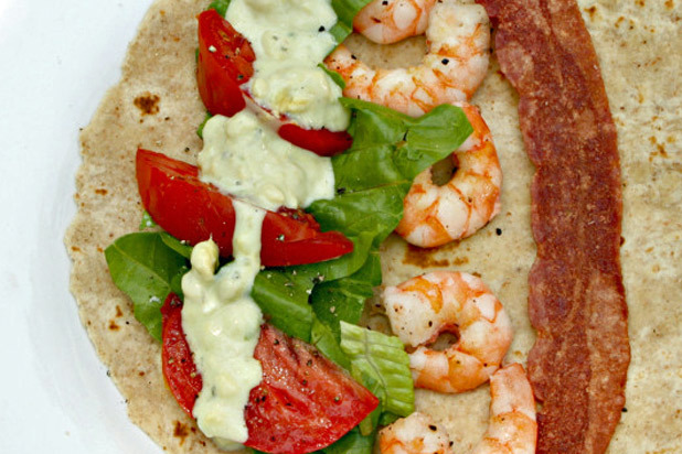 Shrimp BLT Wrap with Avocado Ranch Dressing