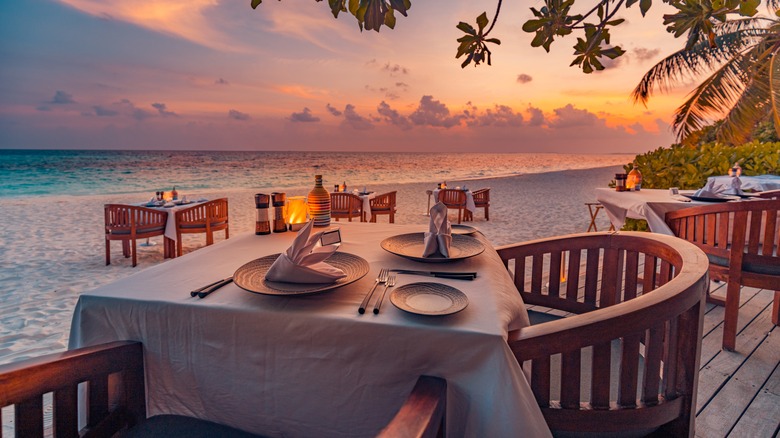 Outdoor restaurant on the beach