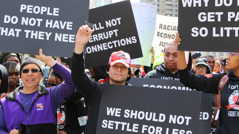 Protesters demanding higher wage