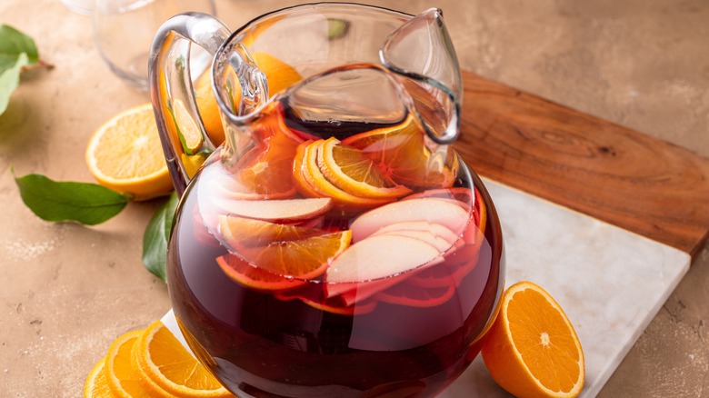 a pitcher of berry sangria